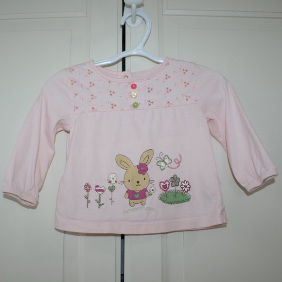 5/$20 Baby girl long t-shirt bunny 6-12 months - Picture 1 of 13